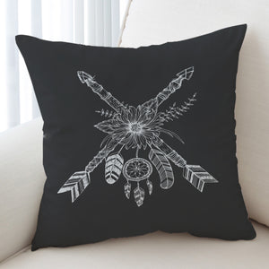 White & Grey Floral Arrow Dreamcatcher SWKD3373 Cushion Cover