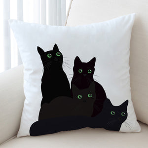 Four Green Eyes Black Cats SWKD3379 Cushion Cover