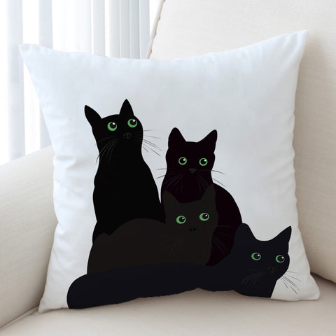 Image of Four Green Eyes Black Cats SWKD3379 Cushion Cover