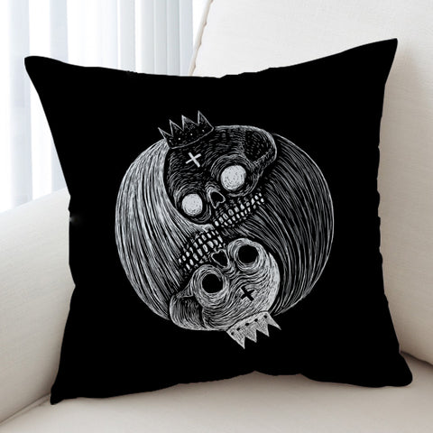 Image of B&W Yin Yang Skull Sketch  SWLM3649 Cushion Cover