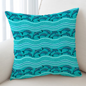 Jumping Dolphins Mint Stripes SWKD3650 Cushion Cover