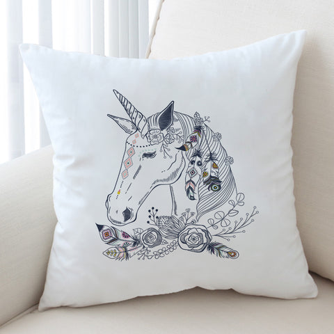 Image of Floral Unicorn Sketch SWLM3652 Cushion Cover