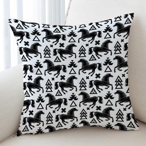 Image of Multi Triangles & Black Horses SWKD3678 Cushion Cover