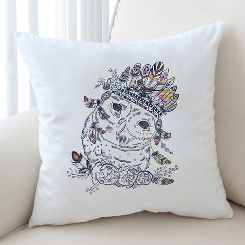 Image of Feather & Floral Owl Sketch SWLM3695 Cushion Cover