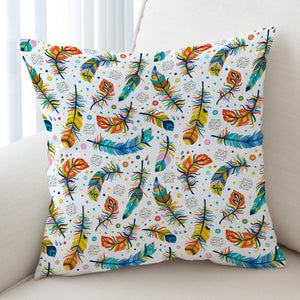 Colorful Feather & Dot Monogram White SWKD3698 Cushion Cover