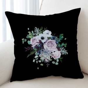 Purple Flowers On Black SWKD3700 Cushion Cover