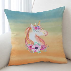 Pastel Floral Unicorn  SWKD3702 Cushion Cover