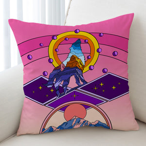 Universe Wolf - Mountain Illustration SWLM3703 Cushion Cover
