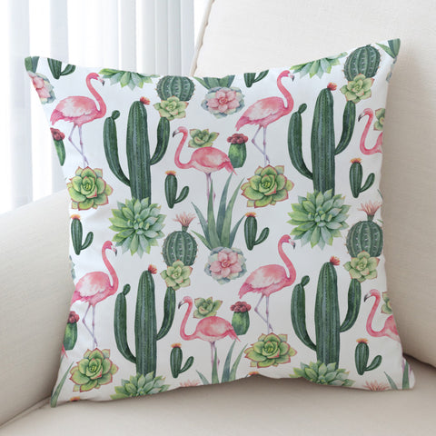 Image of Cactus Flowers and Flamingos SWKD3745 Cushion Cover