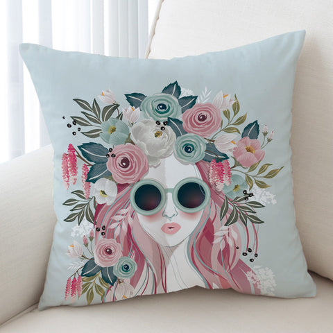 Image of Pretty Floral Girl Illustration SWKD3748 Cushion Cover
