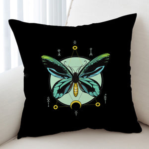 Neon Green and Blue Gradient Butterfly Illustration SWKD3751 Cushion Cover