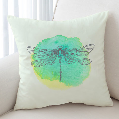 Image of Light Green Spray and Butterfly Line Sketch SWKD3753 Cushion Cover