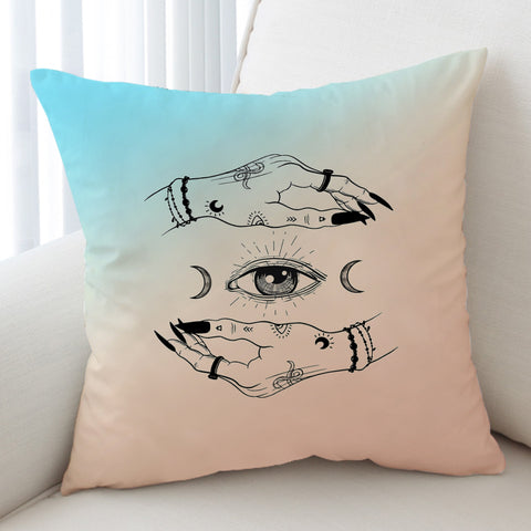 Image of Eyes - Moon Hand Sign SWKD3756 Cushion Cover