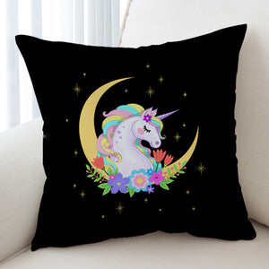 Cute Half Moon Cartoon Unicorn SWKD3762 Cushion Cover