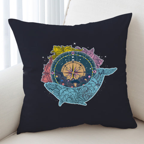 Image of Vintage Floral Pattern on Whale & Compass SWKD3763 Cushion Cover