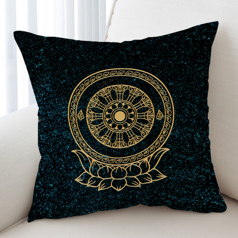 Image of Gold Metal Lotus Mandala SWKD3797 Cushion Cover