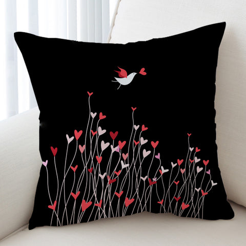 Image of Heart Flower in Black  SWKD3806 Cushion Cover