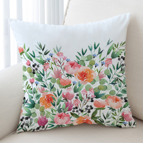 Image of Orange & Pink Roses Watercolor SWKD3818 Cushion Cover