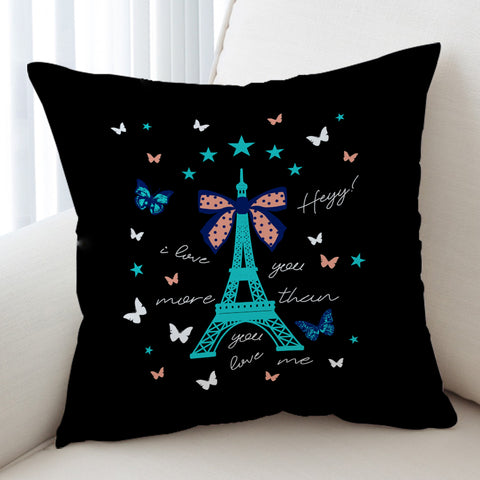 Image of I love You More - Cute Butterfly & Eiffel SWKD3824 Cushion Cover