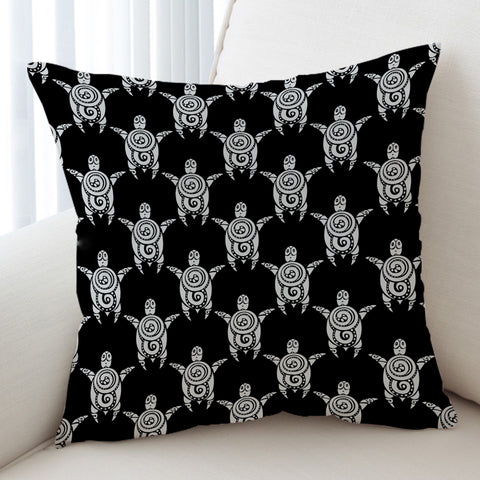 Image of Black & Grey Mandala Turtle Monogram SWKD3861 Cushion Cover