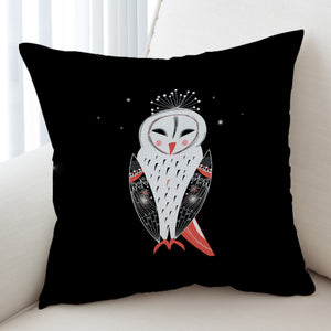 White Red Female Owl  SWKD3863 Cushion Cover