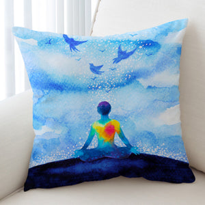 Human Heat Yoga Blue Theme SWKD3874 Cushion Cover