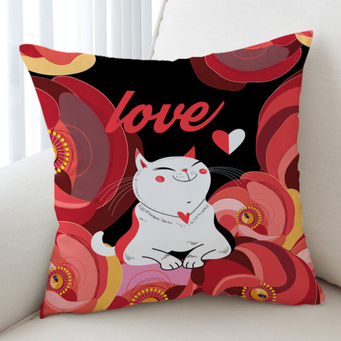 Image of Love White Cat Red Theme Japan Art  SWKD3881 Cushion Cover