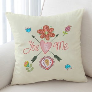 Cute Bohemian Arrow & Flowers Cartoon - You And Me SWKD3918 Cushion Cover