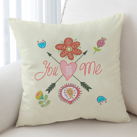 Image of Cute Bohemian Arrow & Flowers Cartoon - You And Me SWKD3918 Cushion Cover