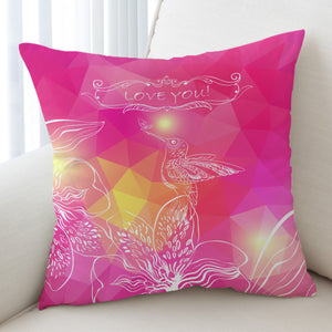 Love You Bird On Flower Pink Theme SWKD3924 Cushion Cover