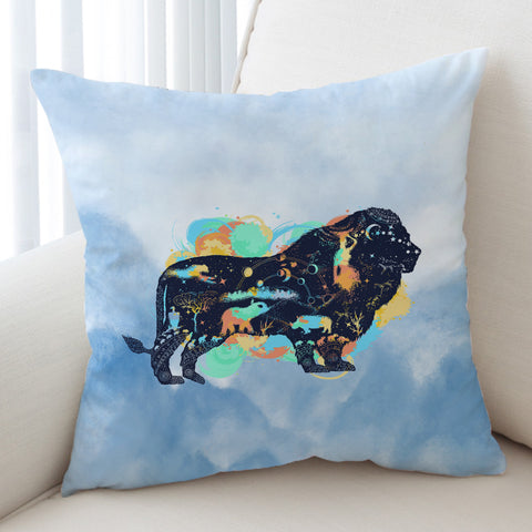 Image of Lion - Watercolor Pastel Animal Theme SWKD3931 Cushion Cover