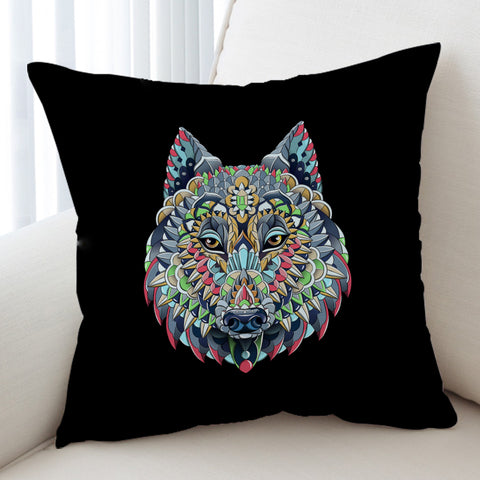 Image of Colorful Geometric Grey Wolf SWKD3935 Cushion Cover