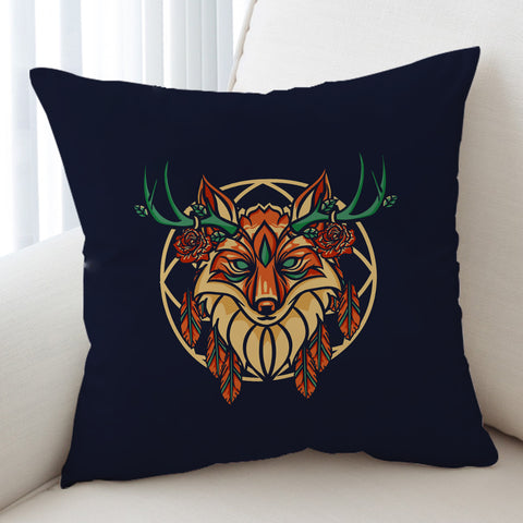 Image of Floral Brown Deer Geometric Illustration SWKD3936 Cushion Cover