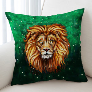 Watercolor Draw Lion Green Theme SWKD3941 Cushion Cover