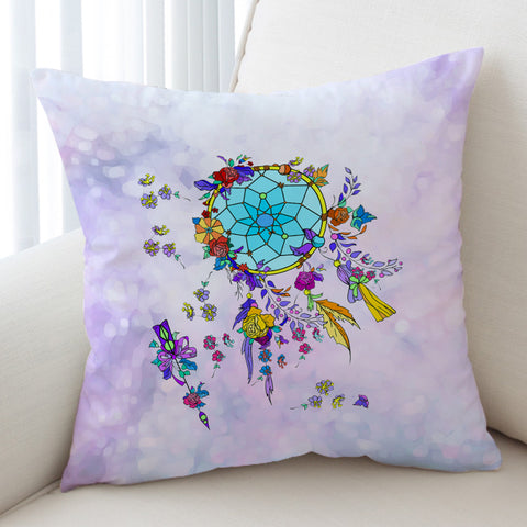 Image of Multicolor Floral Dream Catcher Purple Theme SWKD3942 Cushion Cover