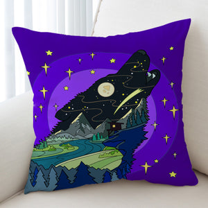 Cartoon Night Landscape Wolf Shape SWKD3945 Cushion Cover