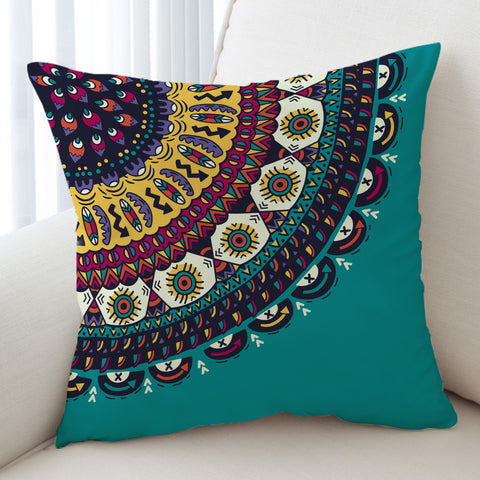 Image of Colorful Geometric Cartoon Mandala Turquoise Theme SWKD4098 Cushion Cover