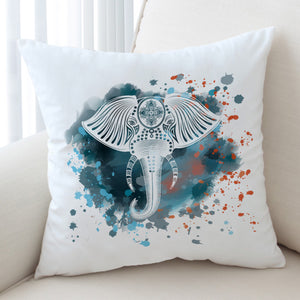 Mandala Elephant Blue Gray Watercolor Spray SWKD4100 Cushion Cover