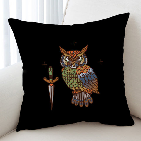 Image of Vintage Color Owl & Knife SWKD4105 Cushion Cover