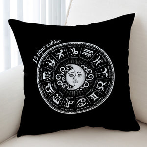 Vintage B&W Sun Moon Round Zodiac SWKD4125 Cushion Cover