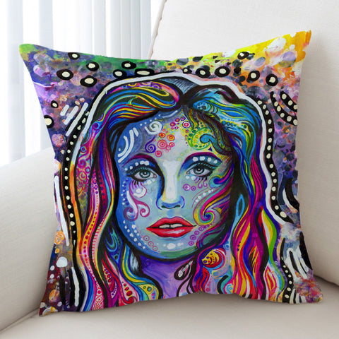 Image of Colorful Watercolor Lady SWKD4218 Cushion Cover