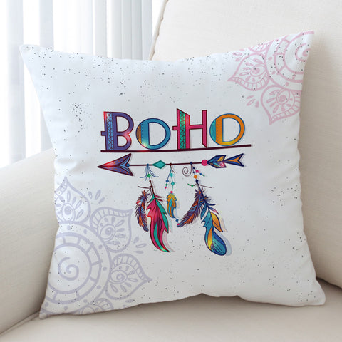 Image of Boho Feather Lotus Mandala Theme SWKD4219 Cushion Cover