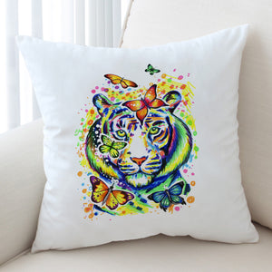 Colorful Watercolor Tiger Sketch & Butterfly SWKD4222 Cushion Cover