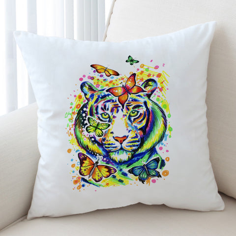 Image of Colorful Watercolor Tiger Sketch & Butterfly SWKD4222 Cushion Cover