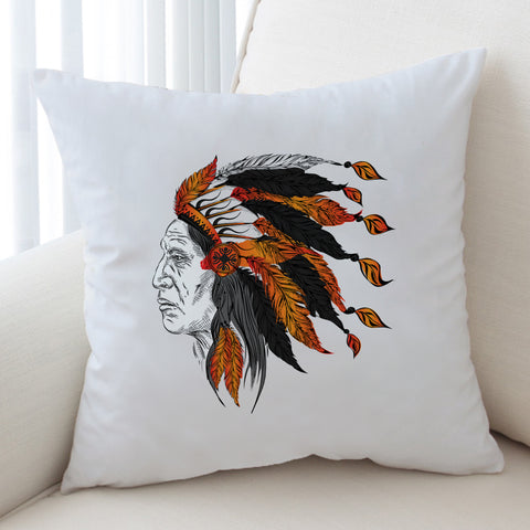 Image of Orange Feather Bohemian Man SWKD4231 Cushion Cover