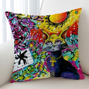 Colorful Curves Art Cat SWKD4232 Cushion Cover