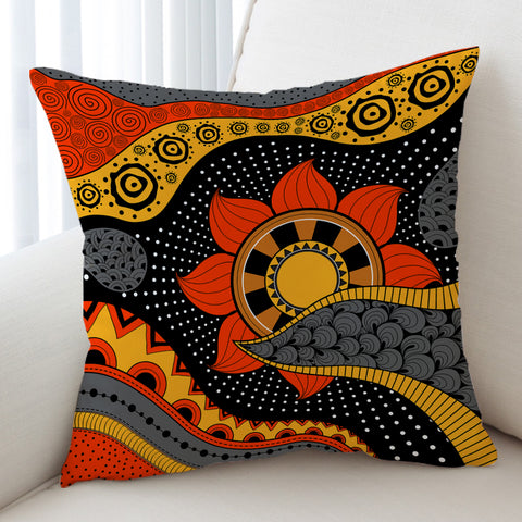 Image of Colorful Modern Japanese Art Mandala Black SWKD4235 Cushion Cover
