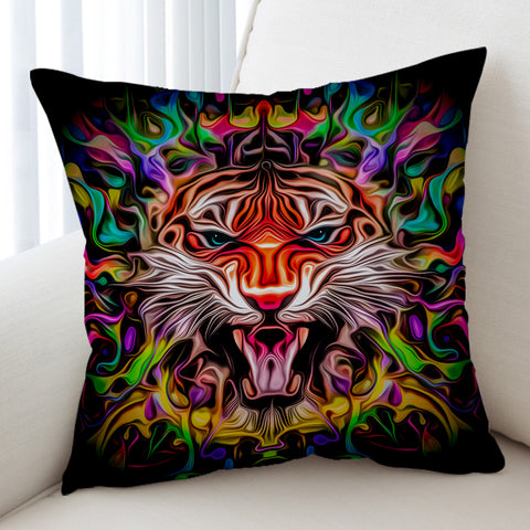 Image of Colorful Modern Curve Art Tiger SWKD4246 Cushion Cover