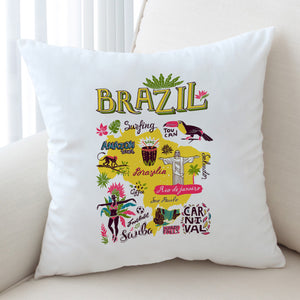 Cartoon Brazil Map Sketch SWKD4283 Cushion Cover