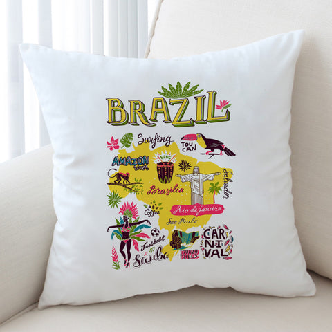 Image of Cartoon Brazil Map Sketch SWKD4283 Cushion Cover